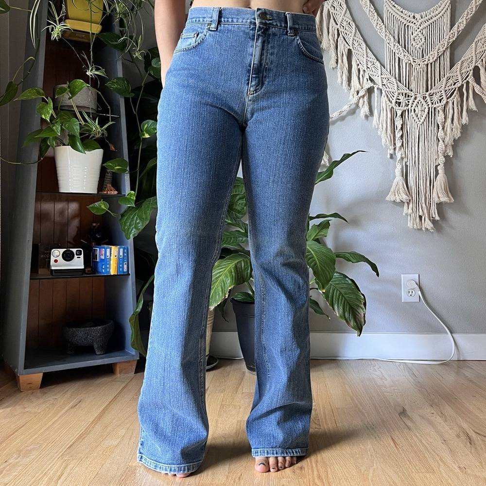 Vintage Y2K Jones Wear Flare Jeans Womens 8 High Rise Stretch Blue Denim